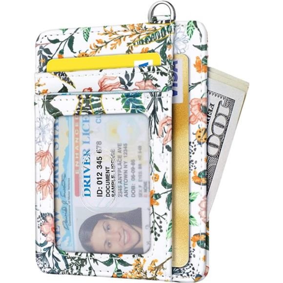 Slim Front Pocket Wallet RFID ID Card Holder Cute Small Wallet with Keychian - Picture 7 of 7